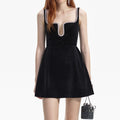 Black Velvet Skater Mini Dress
