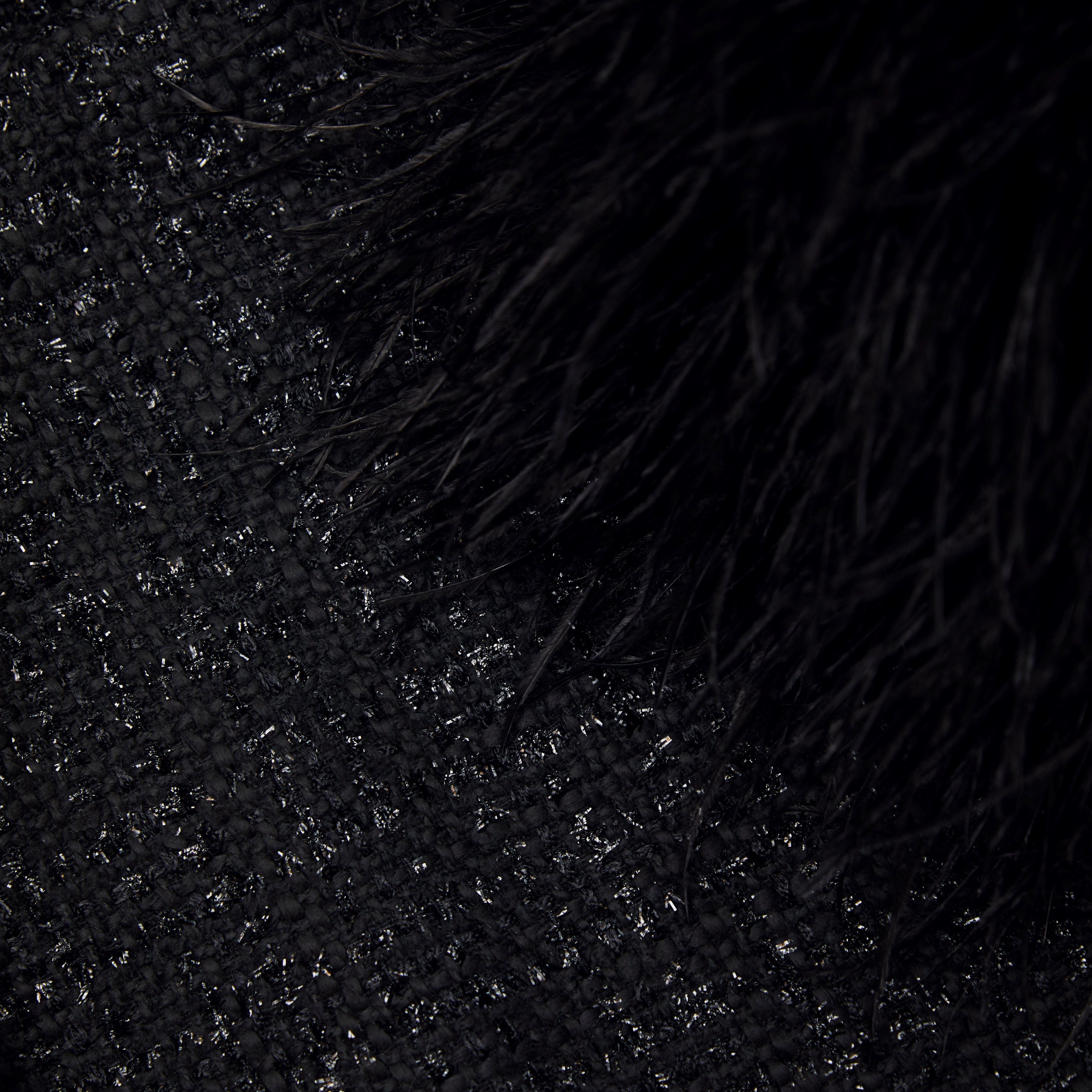 Black Boucle Feather Mini Dress