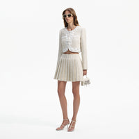 Gold Boucle Pleated Mini Skirt