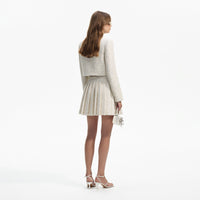 Gold Boucle Pleated Mini Skirt