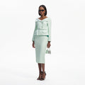 Mint Boucle Tailored Midi Dress