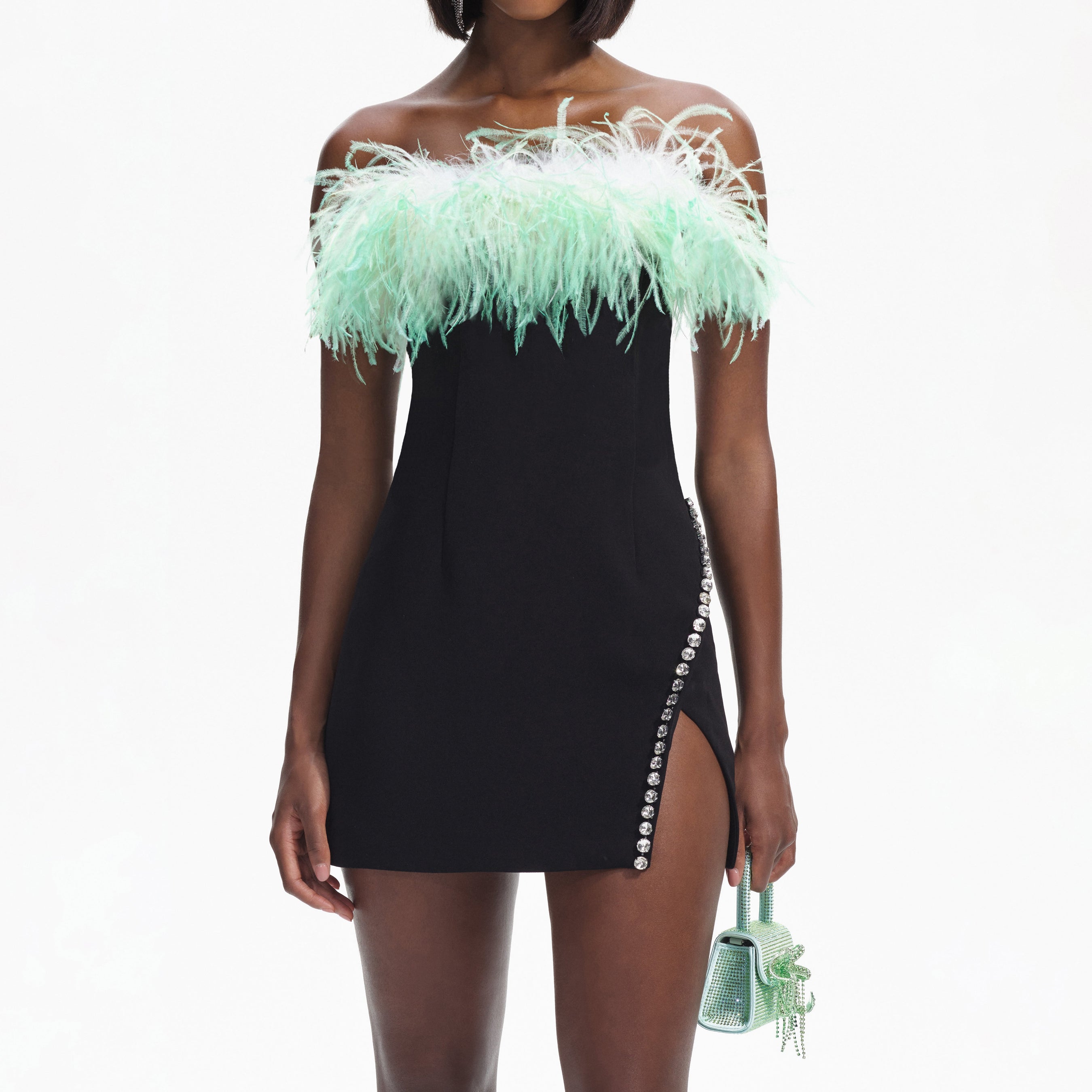 Black Feather Mini Dress