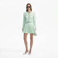Mint Boucle Pleated Mini Skirt