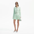 Mint Boucle Pleated Mini Skirt