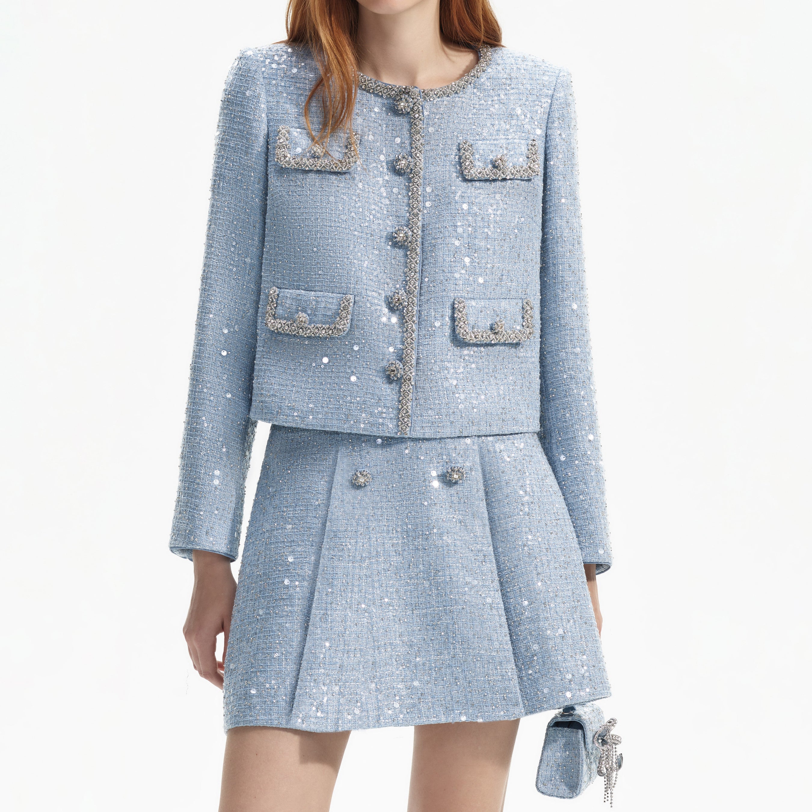 Blue Sequin Boucle Jacket