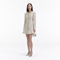 Gold Boucle Long Sleeve Mini Dress