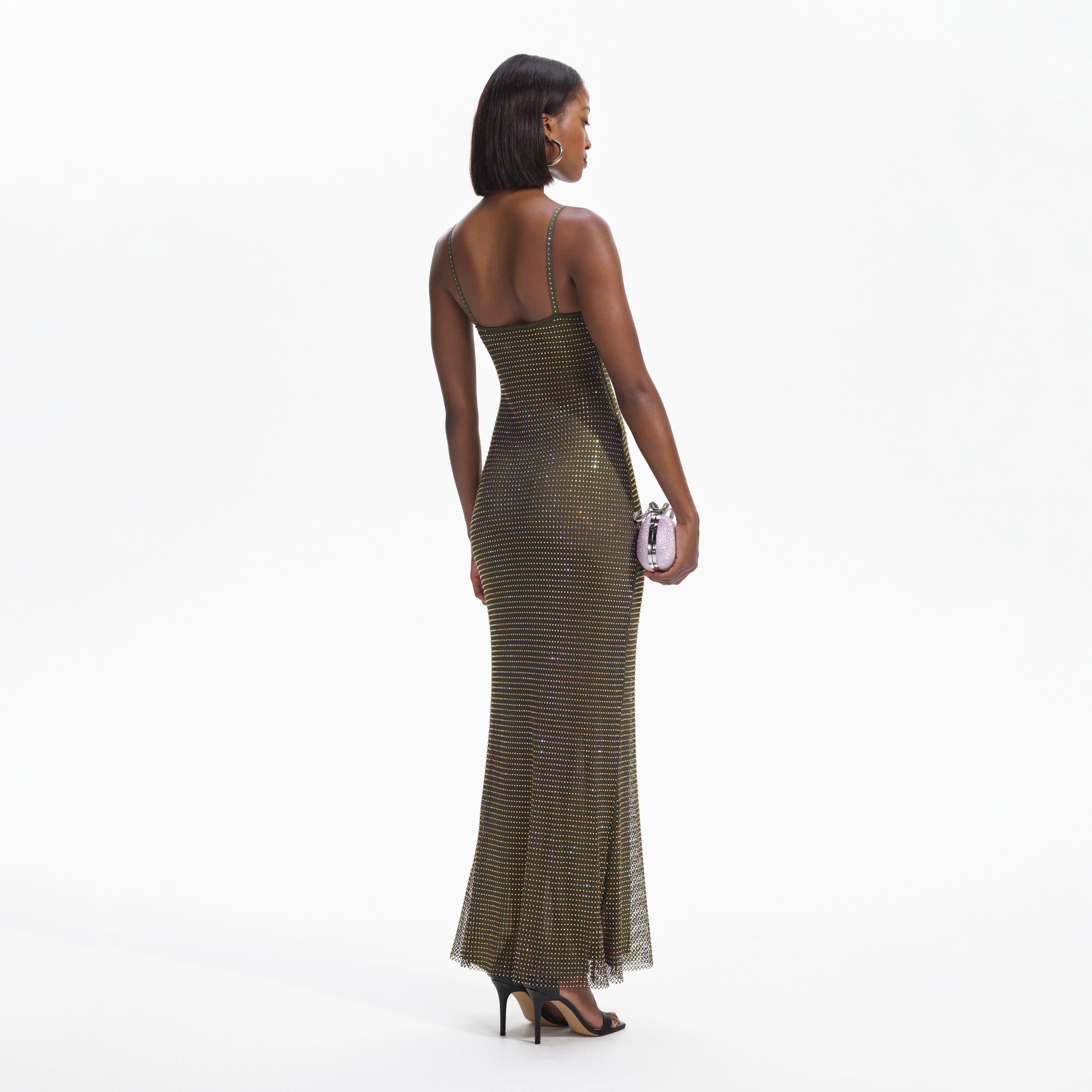 Khaki Rhinestone Maxi Dress