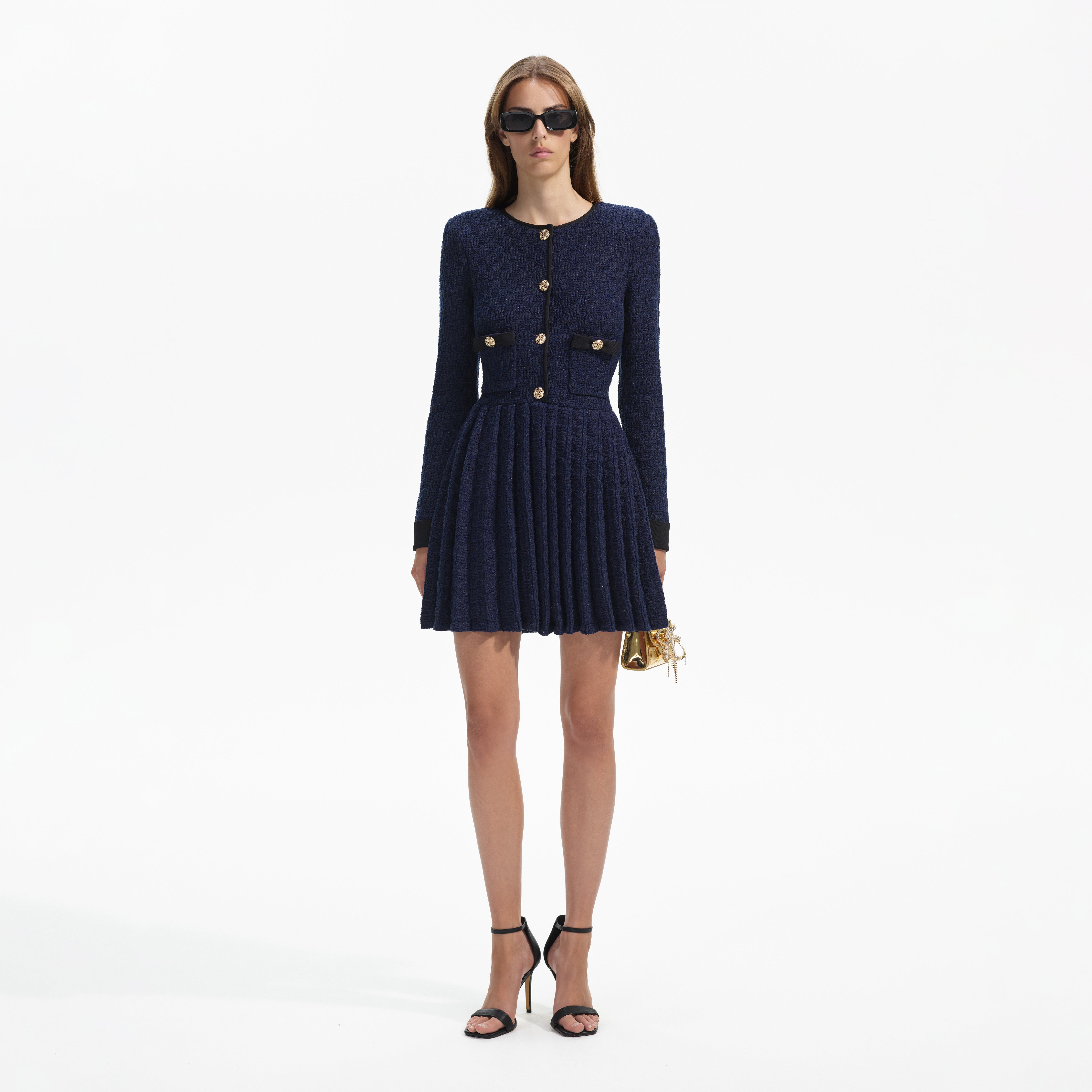 Navy Weave Knit Mini Dress