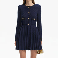 Navy Weave Knit Mini Dress