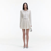 Cream Knitted Mini Skirt