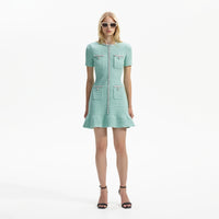 Mint Sequin Knit Mini Dress