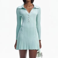 Mint Stitch Knit Skater Mini Dress