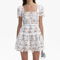 White Lace Mini Skater Dress