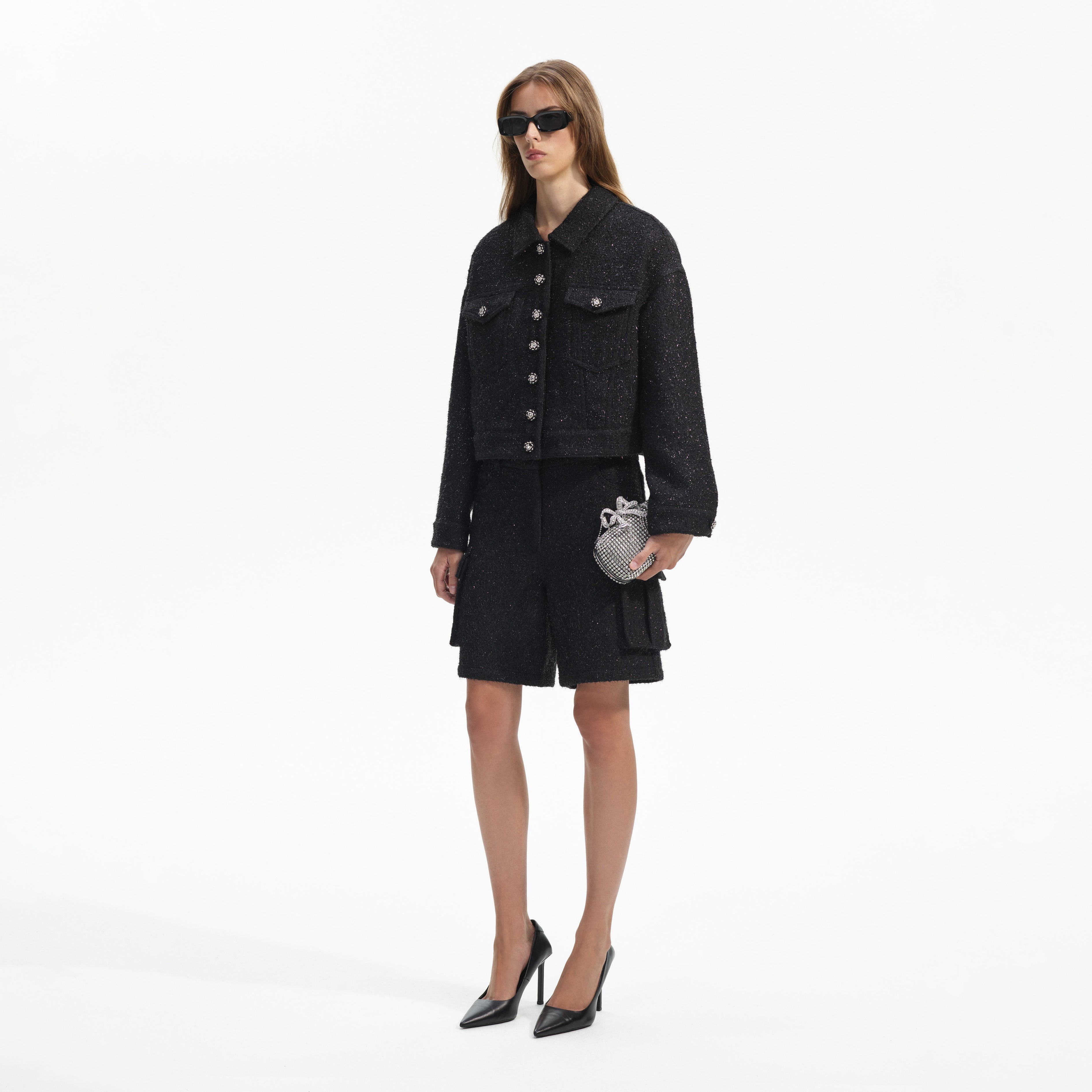 Black Boucle Oversized Jacket