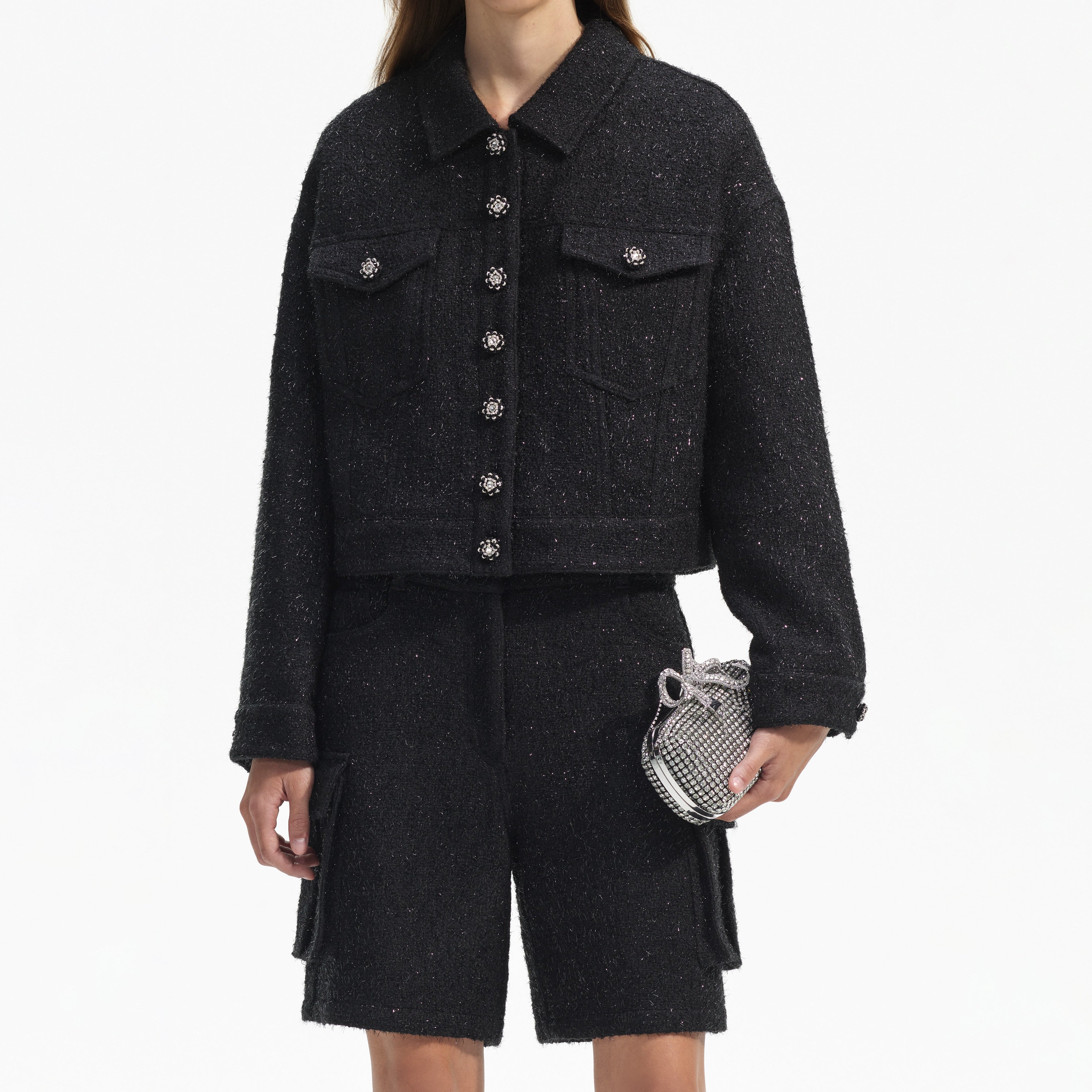 Black Boucle Oversized Jacket