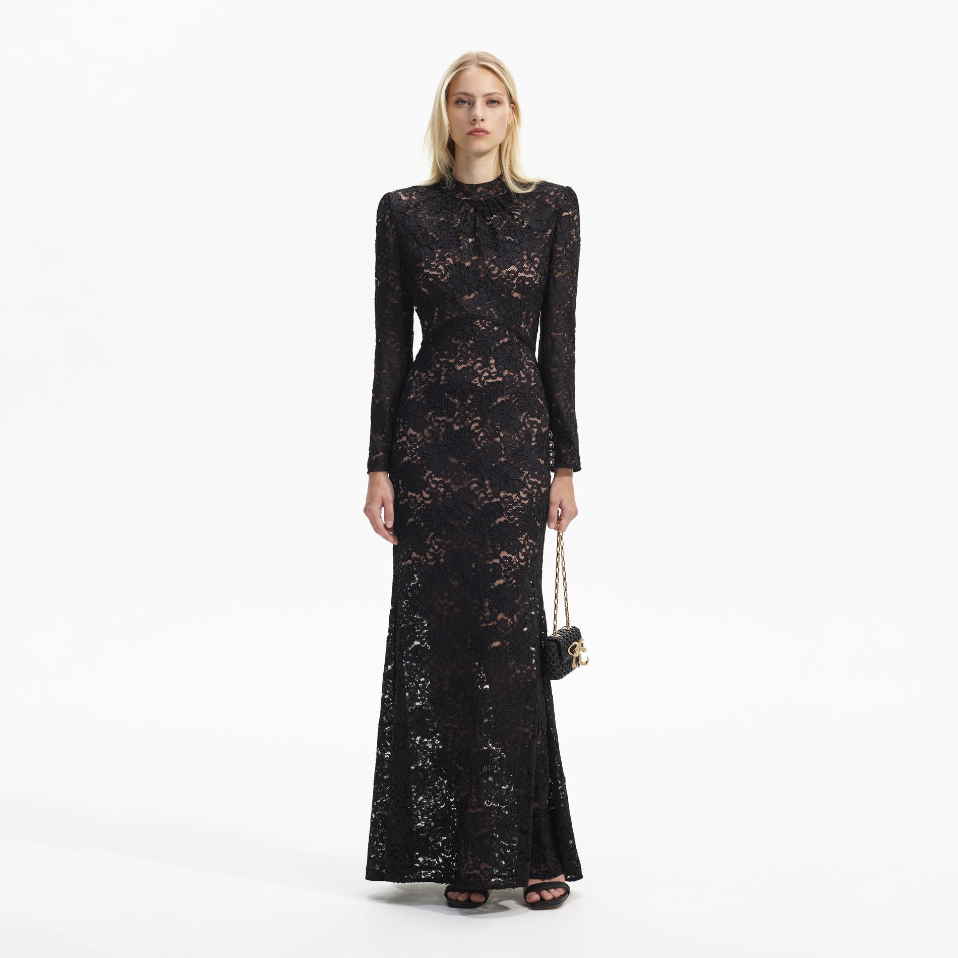 Black Cord Lace Maxi Dress