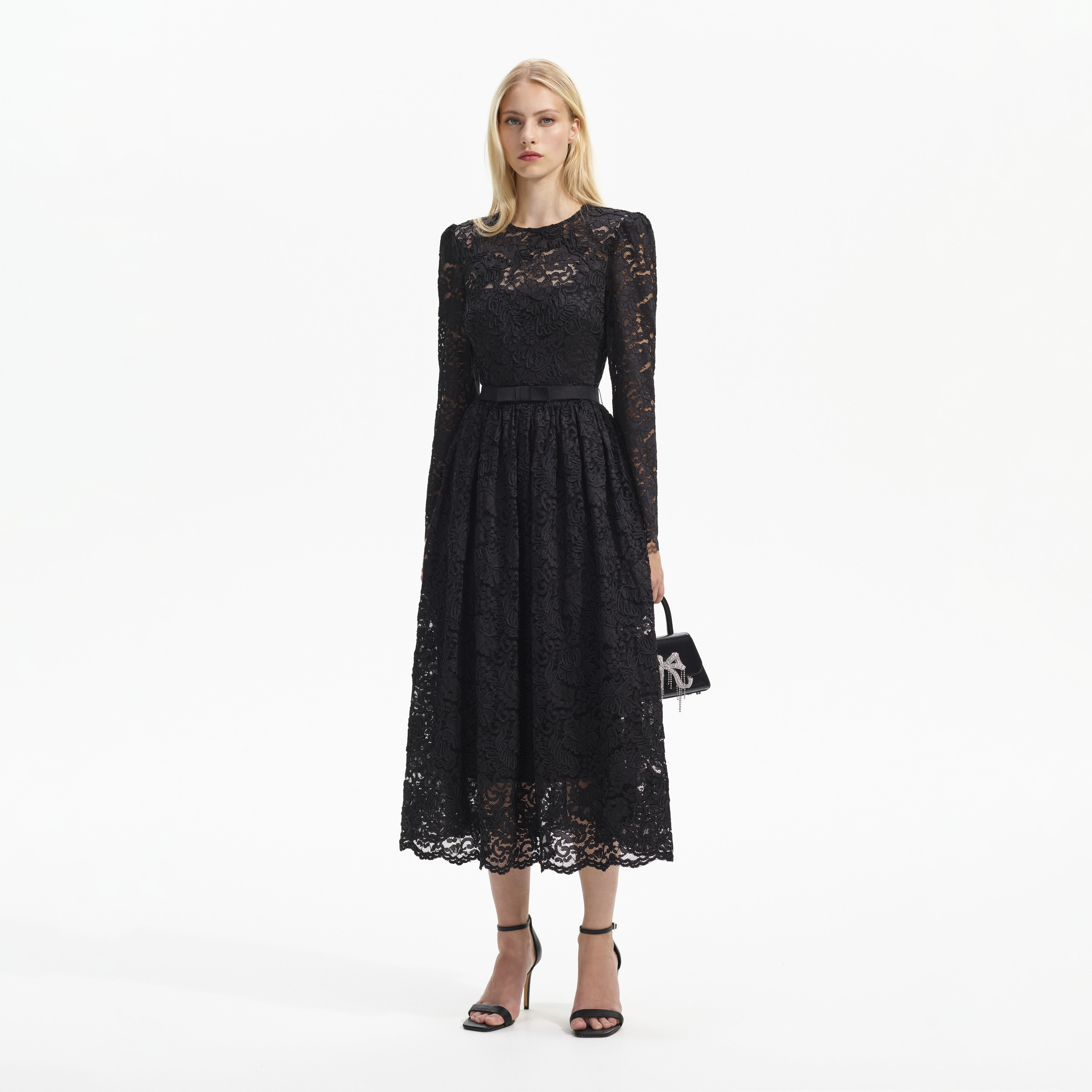 Black lace midi outlet dress long sleeve