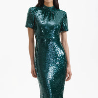 Teal Sequin Maxi Dress