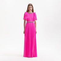 Pink Chiffon Diamante Maxi Dress