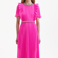 Pink Chiffon Diamante Maxi Dress