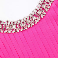 Pink Chiffon Diamante Maxi Dress