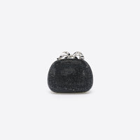 Black Satin Rhinestone Clutch Bag