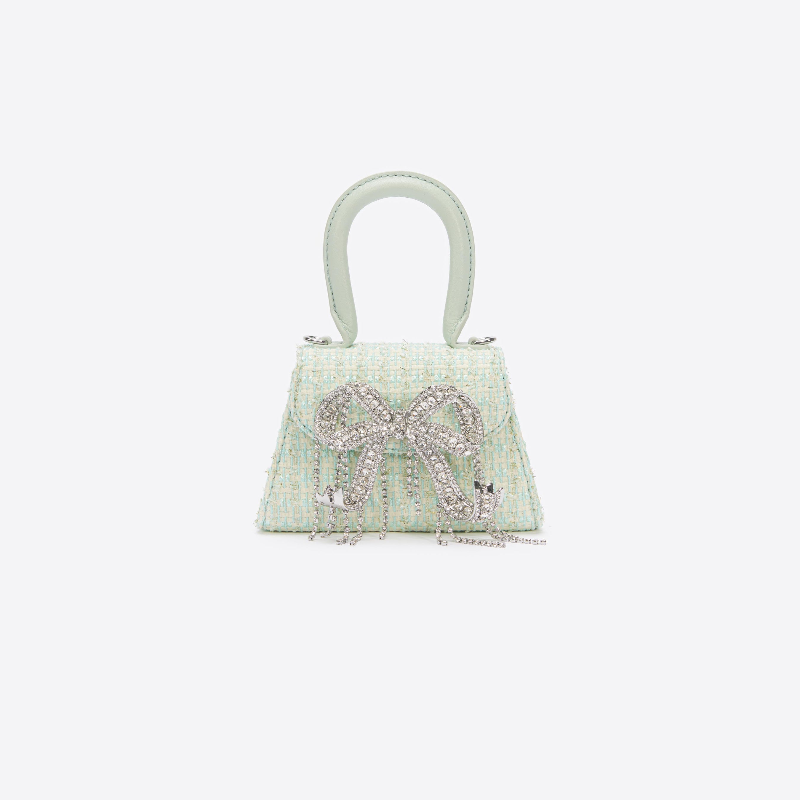 Mint Boucle Micro Bow Bag