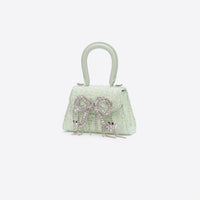 Mint Boucle Micro Bow Bag