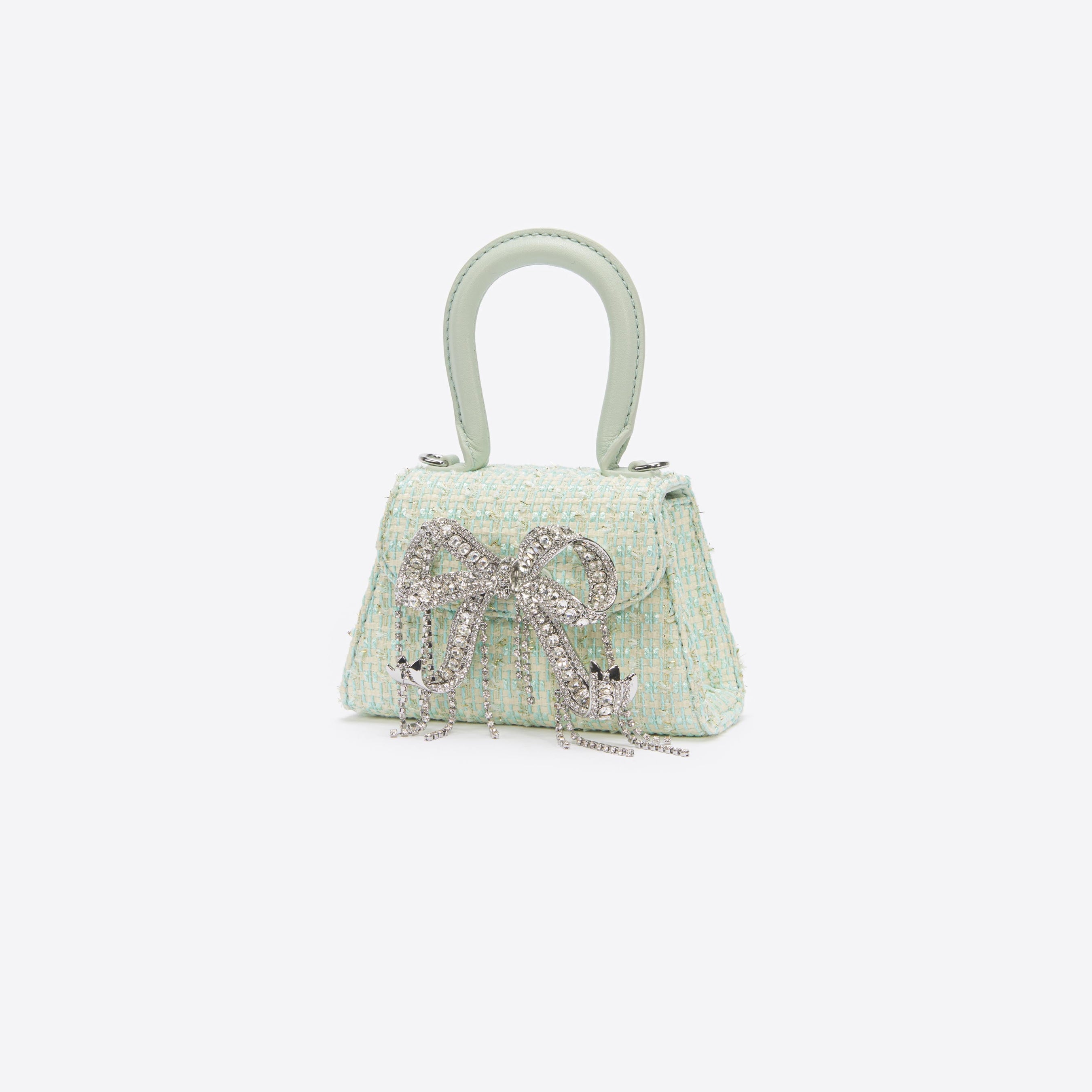 Mint Boucle Micro Bow Bag