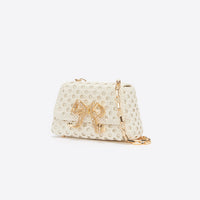 Cream Woven Leather Bag