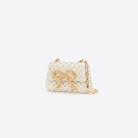 Cream Woven Leather Micro Bag