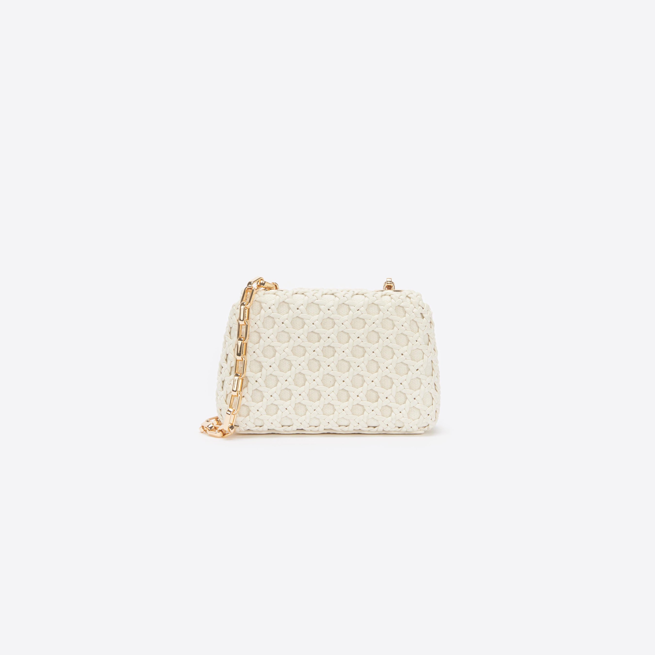 Cream Woven Leather Micro Bag