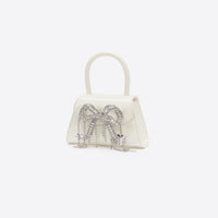 Cream Leather Micro Bow Bag