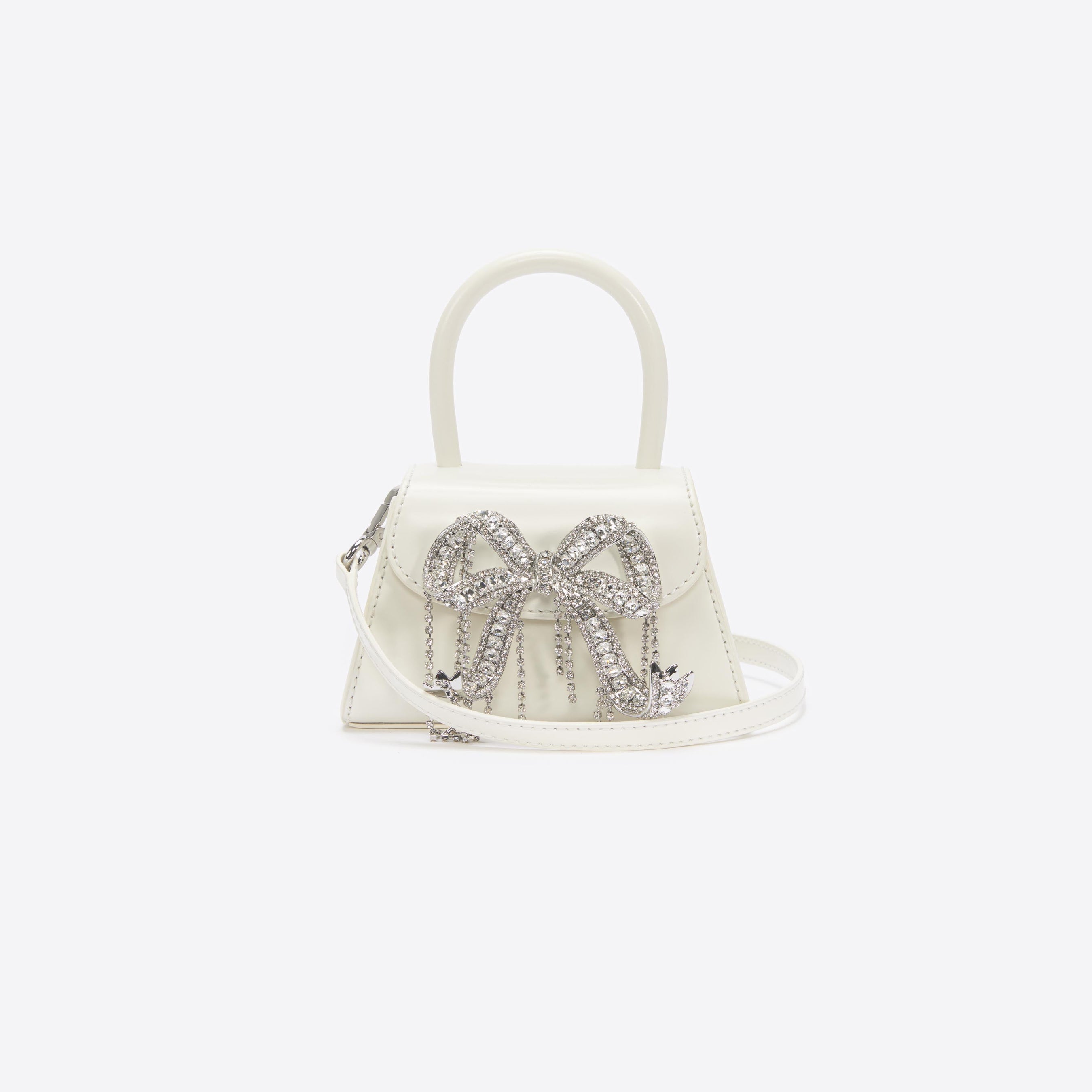 Cream Leather Micro Bow Bag