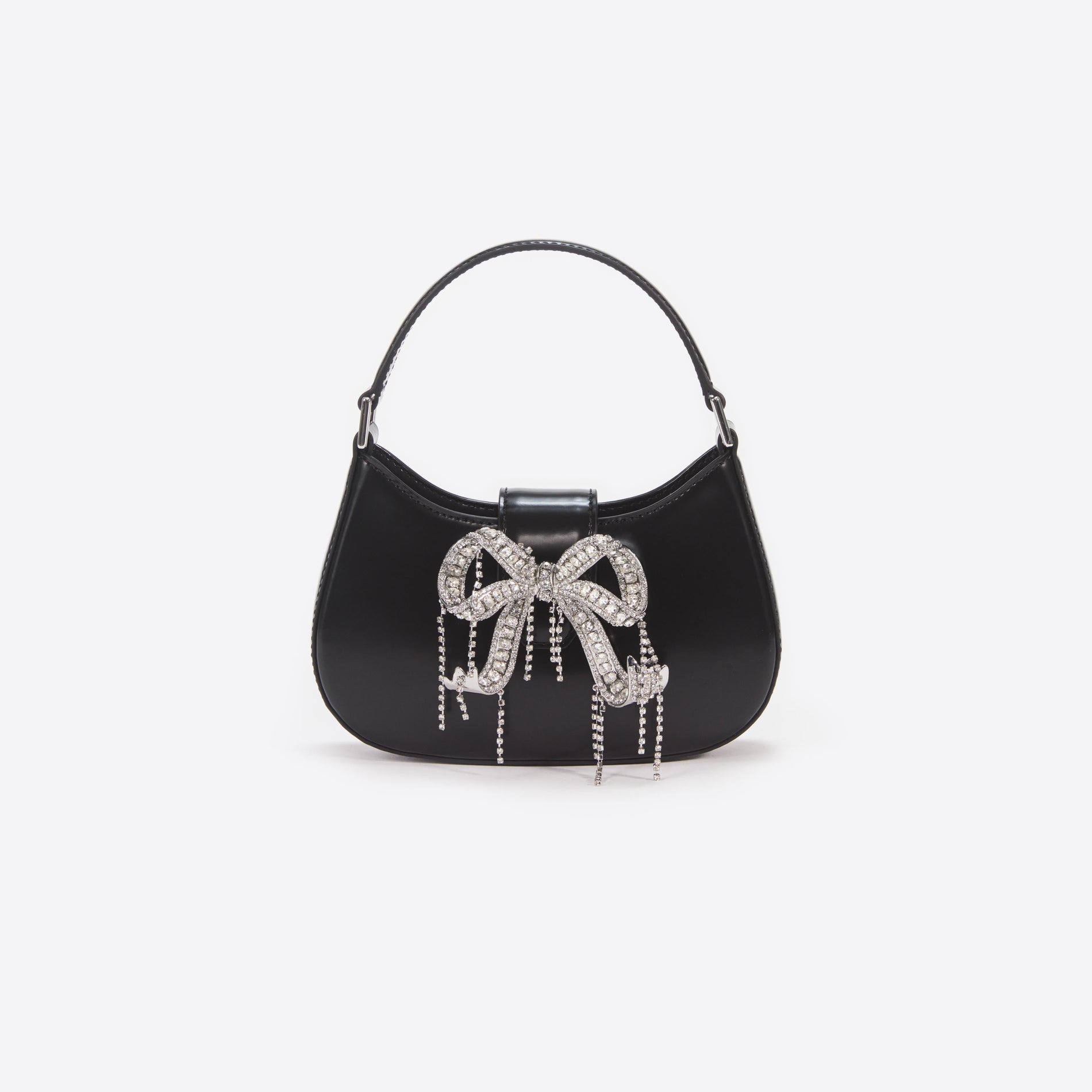 Black Leather Crescent Bag