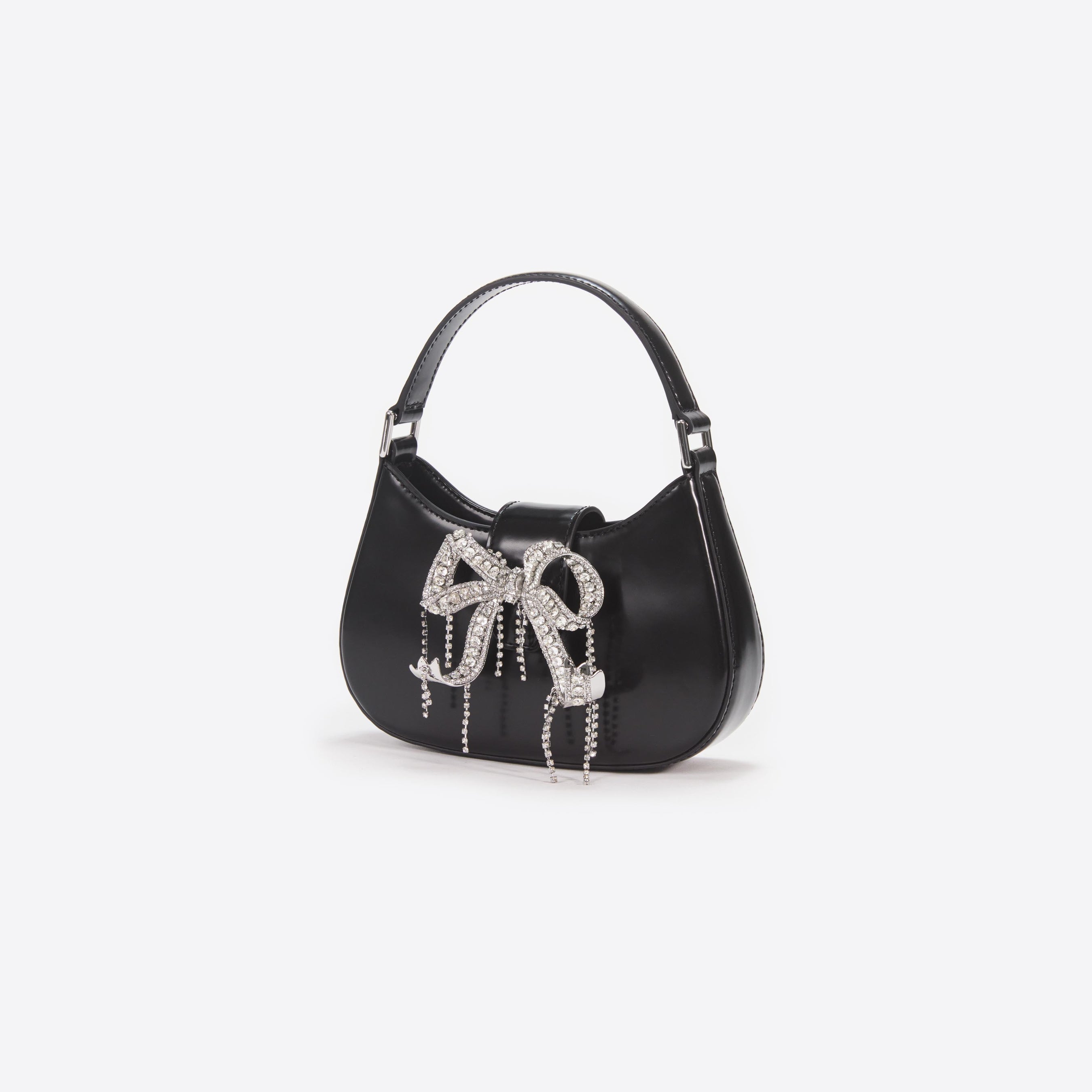 Black Leather Crescent Bag