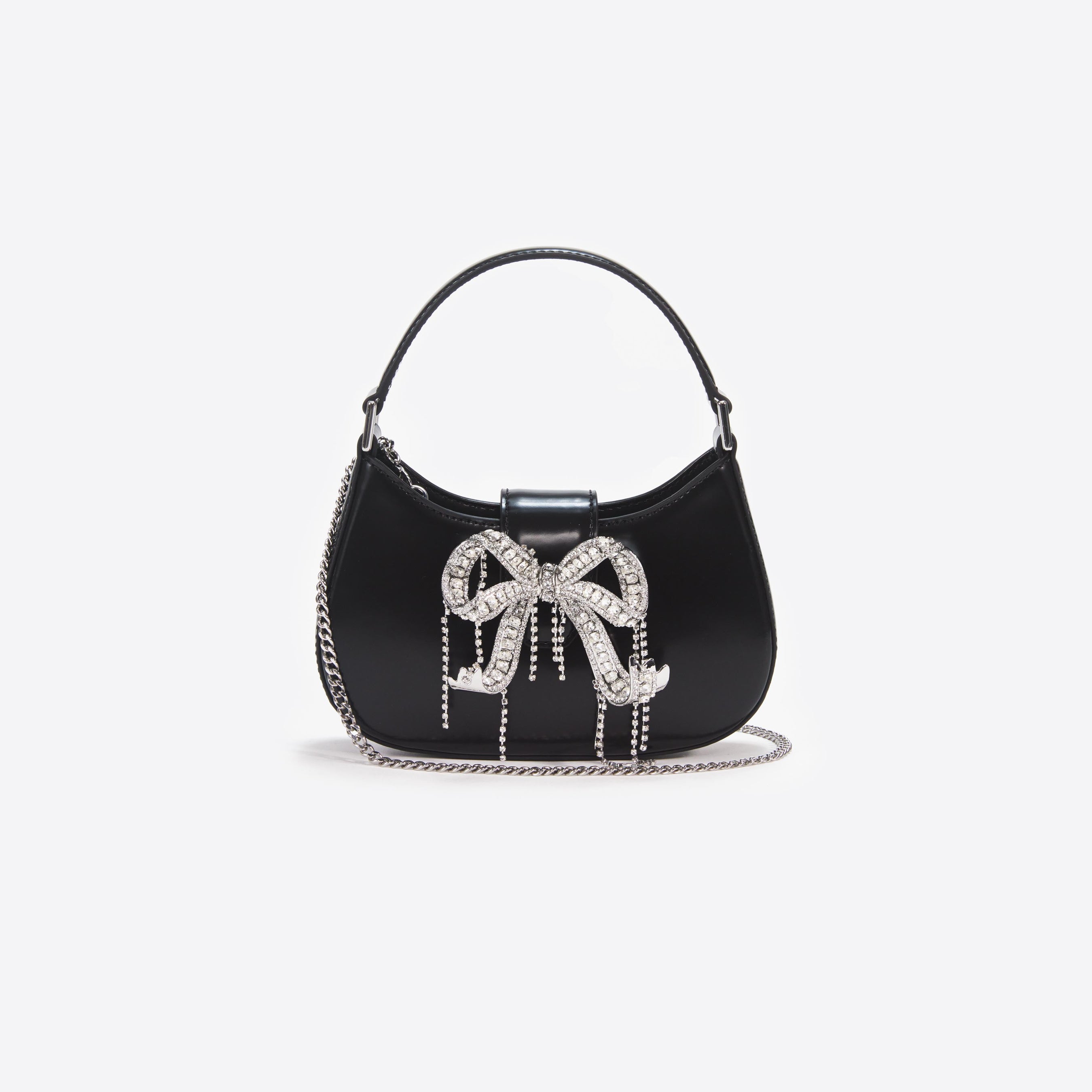 Black Leather Crescent Bag