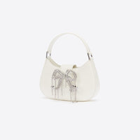 Cream Leather Crescent Bag