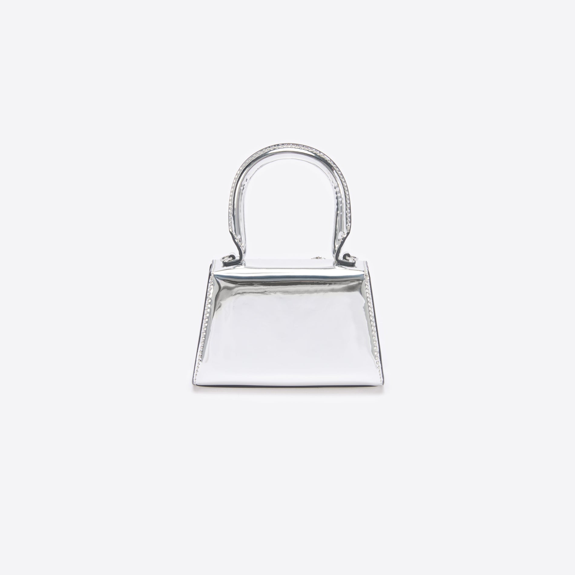 Silver Metallic Micro Embellished Bow Bag