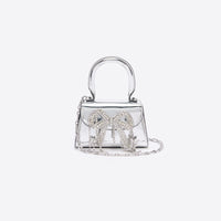 Silver Metallic Micro Embellished Bow Bag