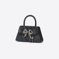 Black Rhinestone Mini Bow Bag