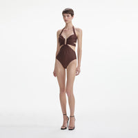 Brown Rhinestone Swimsuit