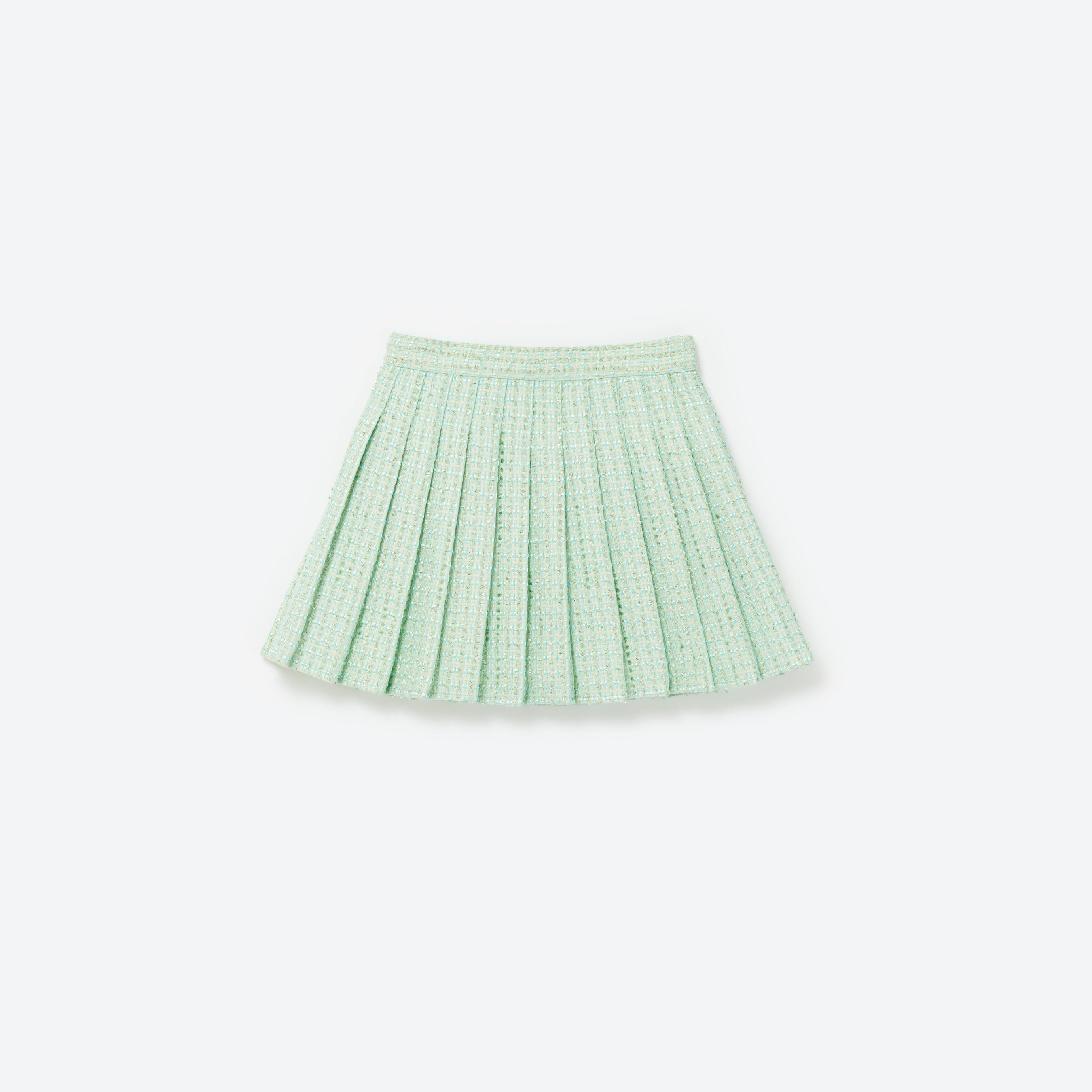 Mint Boucle Pleated Skirt