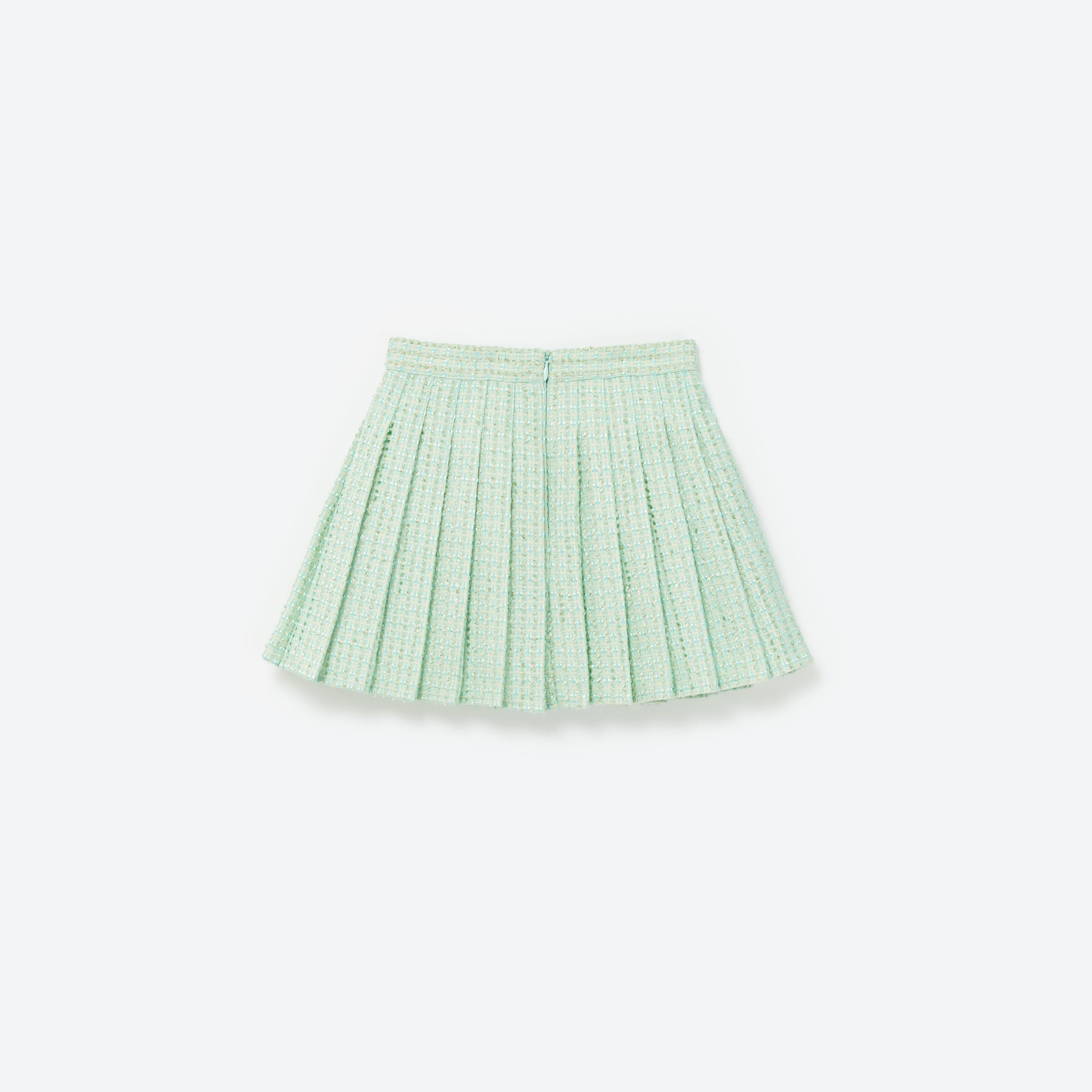 Mint Boucle Pleated Skirt