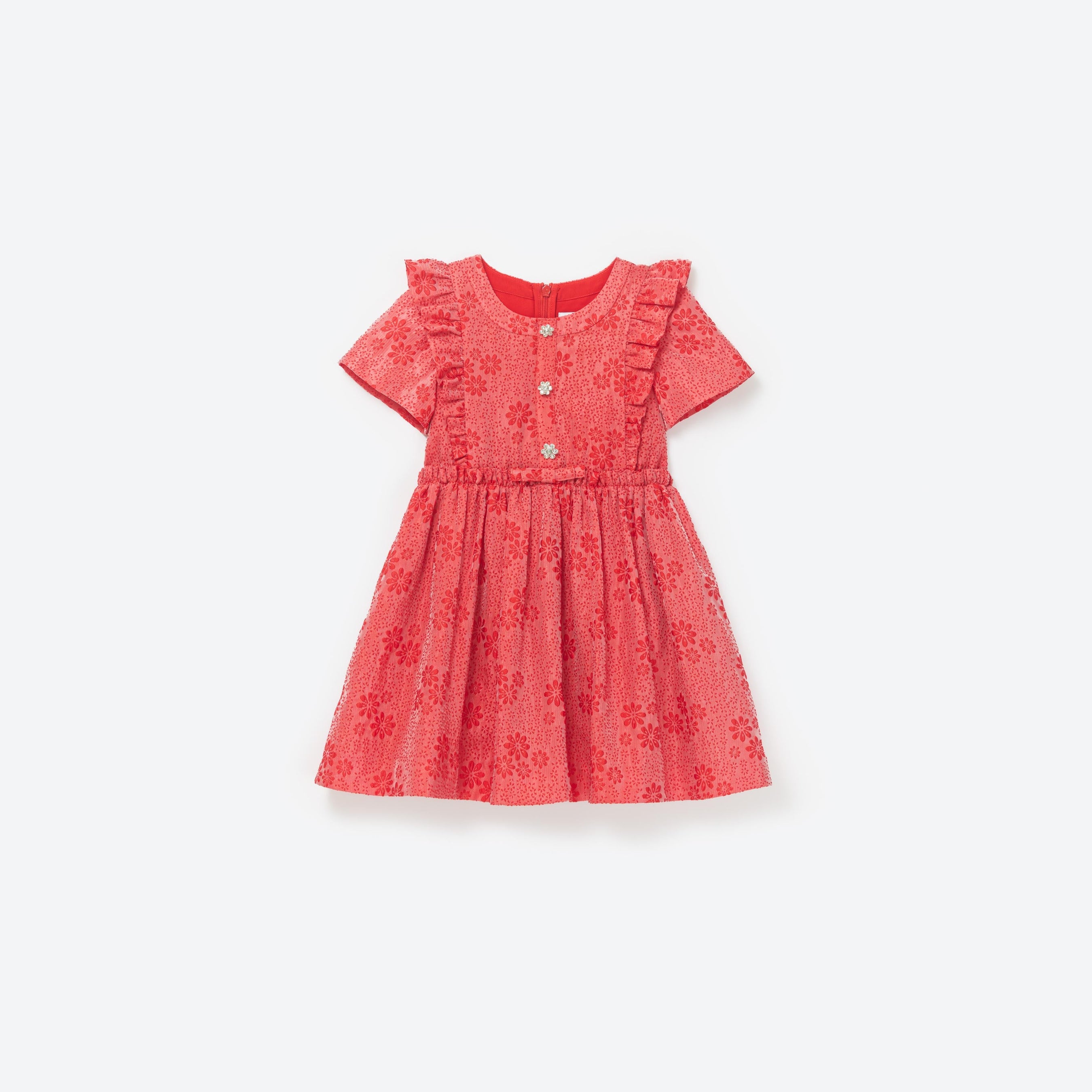 Red Textured Cotton Dress