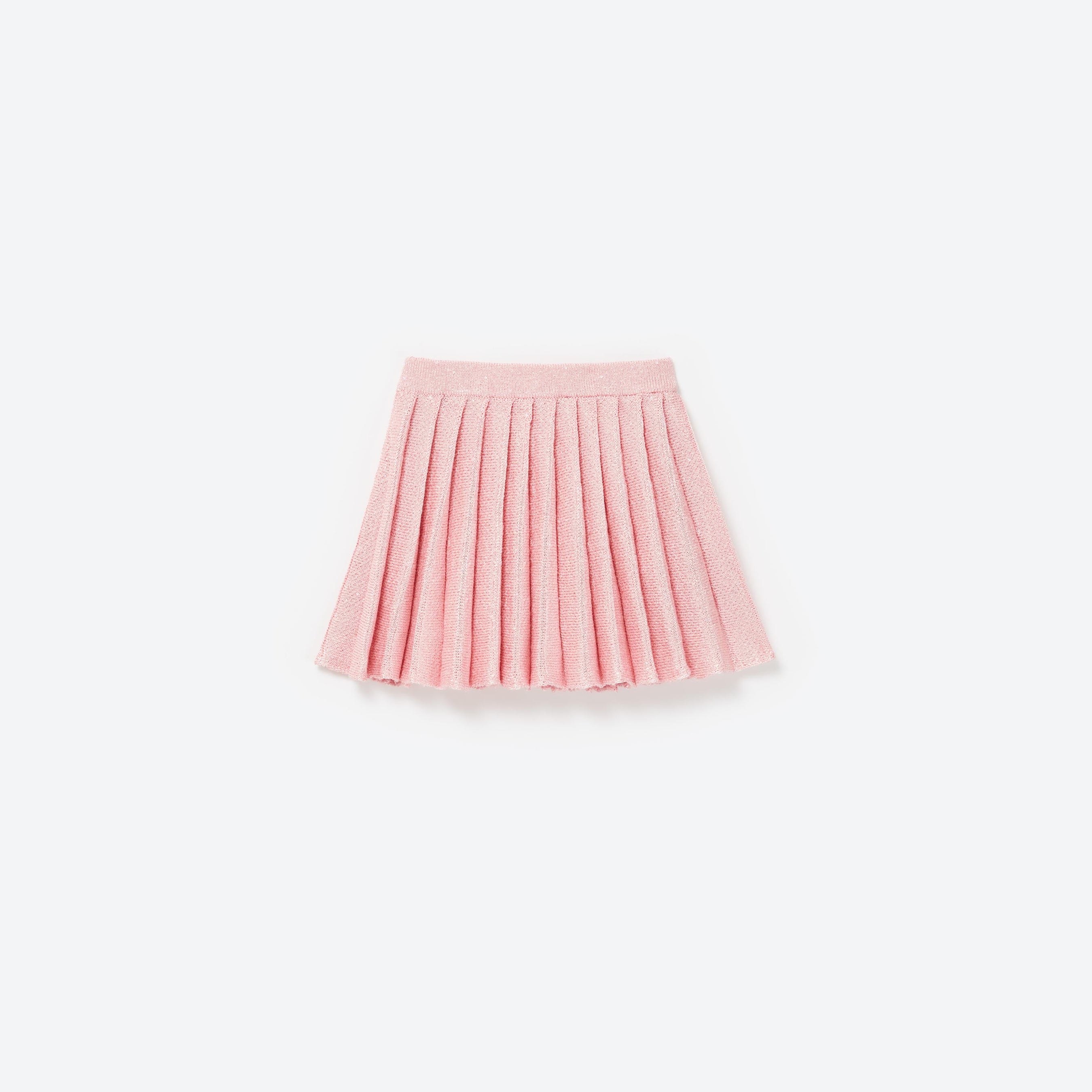 Pink Sequin Knit Pleated Skirt