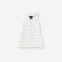 White Sequin Guipure Bow Dress