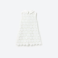 White Sequin Guipure Bow Dress