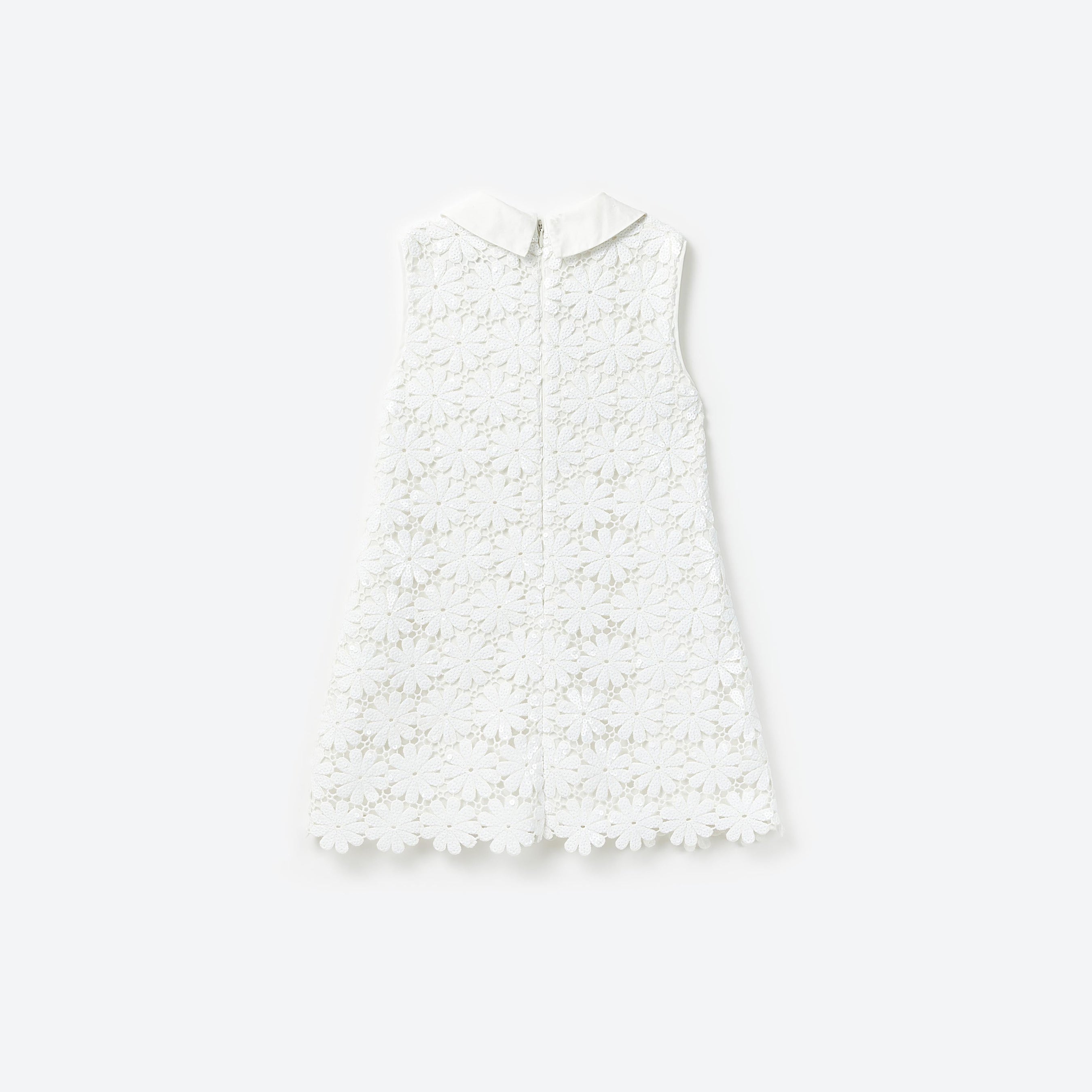 White Sequin Guipure Bow Dress