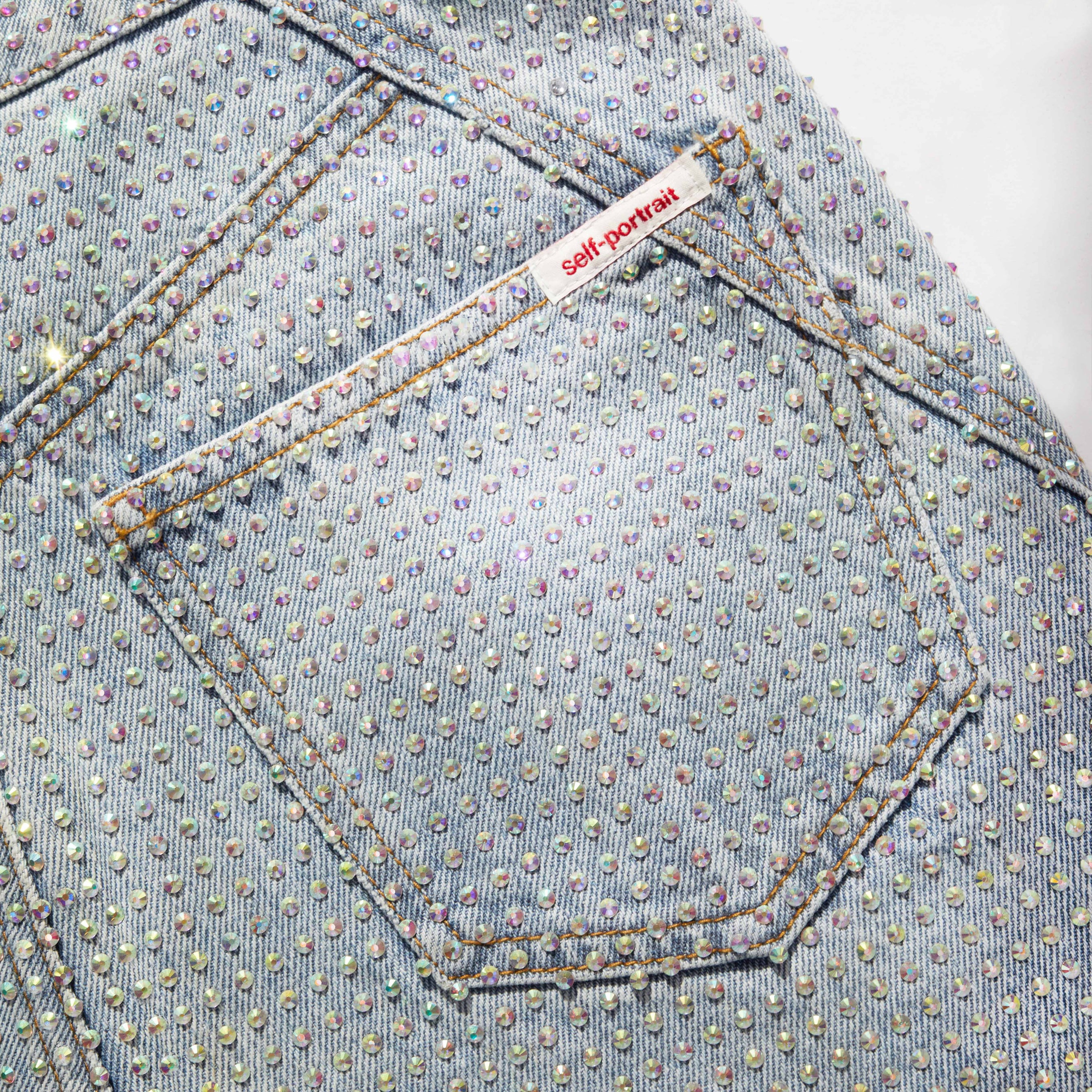 Blue Rhinestone Denim Jeans